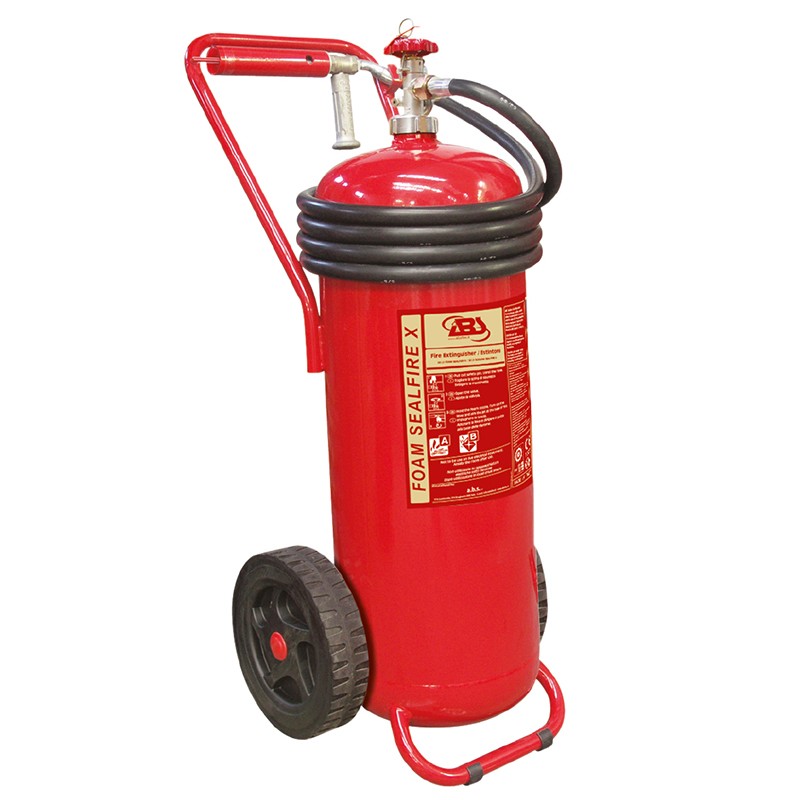 Fire Extinguisher Wheeled, AFFF Foam 50L,Stored Pressure, w/Hose, Horn & Nozzle, SOLAS/MED image